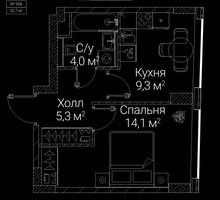 Планировка однокомнатной(квартира) площадью 32.7 квадратных метров в “ЖК СЕЗАР БУДУЩЕЕ”