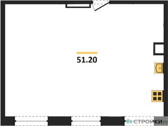 Планировка двухкомнатной(квартира) площадью 51.2 квадратных метров в ЖК “ЖК Легендарный квартал на Ботаническом саду”