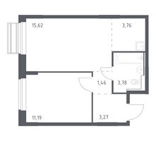 Планировка однокомнатной(квартира) площадью 39.08 квадратных метров в “ЖК Рублевский Квартал”