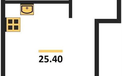 Планировка студии(квартира) площадью 25.4 квадратных метров в ЖК “ЖК Wave (Вейв)”