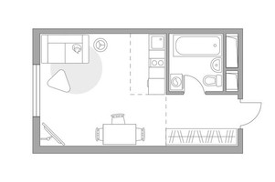 Планировка студии(квартира) площадью 22.99 квадратных метров в “ЖК Аникеевский”