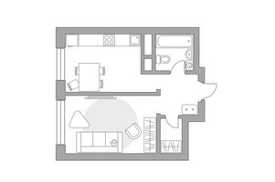 Планировка однокомнатной(квартира) площадью 32.5 квадратных метров в “ЖК Ильинойс”