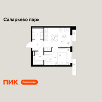 Планировка однокомнатной(квартира) площадью 35.2 квадратных метров в “ЖК Саларьево парк”