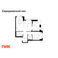 Планировка двухкомнатной(квартира) площадью 59.5 квадратных метров в “ЖК Середневский лес”