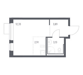 Планировка студии(квартира) площадью 22.26 квадратных метров в ЖК “ЖК Молжаниново”