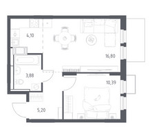 Планировка однокомнатной(квартира) площадью 40.37 квадратных метров в “ЖК Большое Путилково”