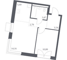 Планировка однокомнатной(квартира) площадью 40.92 квадратных метров в “ЖК Квартал Западный”