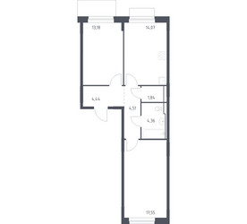 Планировка двухкомнатной(квартира) площадью 59.95 квадратных метров в ЖК “ЖК Новое Внуково”