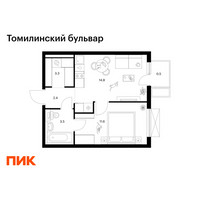 Планировка однокомнатной(квартира) площадью 36.1 квадратных метров в “ЖК Томилинский бульвар”
