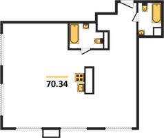 Планировка двухкомнатной(квартира) площадью 70.3 квадратных метров в “ЖК Dream Towers (Дрим Тауэрс)”