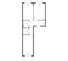Планировка двухкомнатной(квартира) площадью 57.46 квадратных метров в “ЖК Новое Внуково”