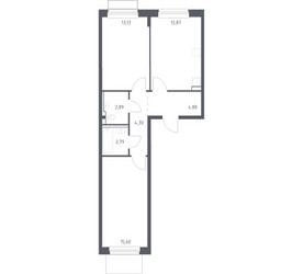 Планировка двухкомнатной(квартира) площадью 57.46 квадратных метров в ЖК “ЖК Новое Внуково”