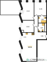 Планировка трехкомнатной(квартира) площадью 102.96 квадратных метров в “ЖК Insider (Инсайдер)”