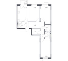 Планировка трехкомнатной(квартира) площадью 78.54 квадратных метров в “ЖК Пятницкие луга”