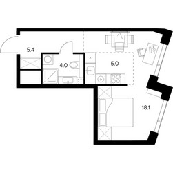 Планировка студии(квартира) площадью 32.5 квадратных метров в ЖК “ЖК Нексус от Аквилон”