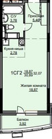 Планировка студии(квартира) площадью 32.5 квадратных метров в “ЖК Соболевка”