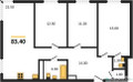 Планировка трехкомнатной(квартира) площадью 83.4 квадратных метров в “ЖК Сердце Одинцово”