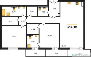 Планировка двухкомнатной(квартира) площадью 146.67 квадратных метров в “ЖК LUCE (Люче)”