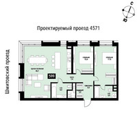 Планировка двухкомнатной(квартира) площадью 94.5 квадратных метров в “ЖК Шелепиха (Cosmopolit)”