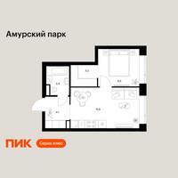 Планировка однокомнатной(квартира) площадью 34.9 квадратных метров в “ЖК Амурский парк”