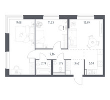 Планировка двухкомнатной(квартира) площадью 60.29 квадратных метров в “ЖК Новое Видное”