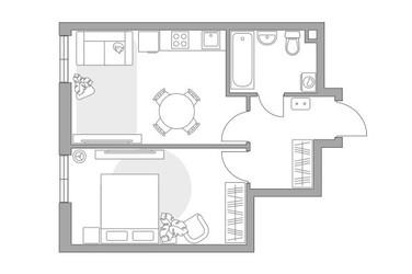 Планировка однокомнатной(квартира) площадью 40.57 квадратных метров в ЖК “ЖК Нижегородская от Гранель”
