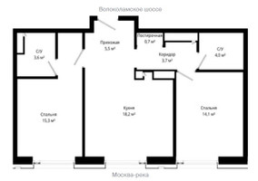 Планировка двухкомнатной(квартира) площадью 65.1 квадратных метров в “ЖК City bay (Сити Бэй)”