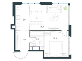 Планировка двухкомнатной(квартира) площадью 41.9 квадратных метров в “ЖК Левел Мичуринский”