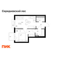 Планировка однокомнатной(квартира) площадью 35.6 квадратных метров в “ЖК Середневский лес”