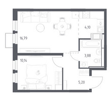 Планировка однокомнатной(квартира) площадью 40.11 квадратных метров в “ЖК Большое Путилково”