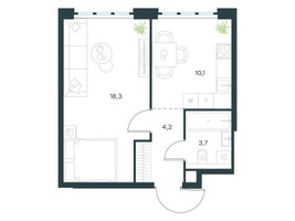 Планировка однокомнатной(квартира) площадью 36.3 квадратных метров в “ЖК Левел Южнопортовая”