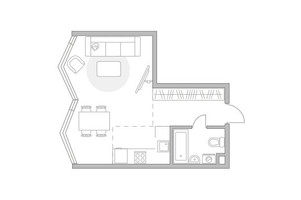 Планировка однокомнатной(квартира) площадью 36.83 квадратных метров в “ЖК Мневники от Гранель”