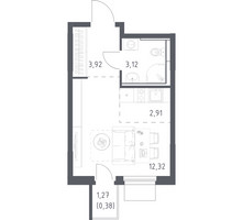 Планировка студии(квартира) площадью 22.65 квадратных метров в “ЖК Мытищи Парк”