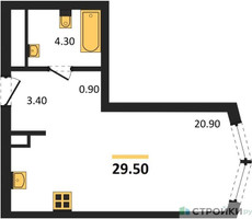 Планировка студии(квартира) площадью 29.5 квадратных метров в “Акценты”
