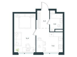 Планировка однокомнатной(квартира) площадью 36.7 квадратных метров в “ЖК Левел Лесной”