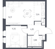 Планировка однокомнатной(квартира) площадью 41.29 квадратных метров в “ЖК Большое Путилково”