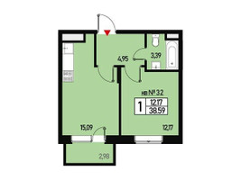 Планировка однокомнатной(квартира) площадью 35 квадратных метров в “ЖК Борисоглебское”