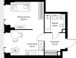 Планировка однокомнатной(квартира) площадью 35.57 квадратных метров в “Мультиквартал СИТИДЗЕН”
