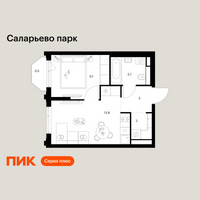 Планировка однокомнатной(квартира) площадью 32.1 квадратных метров в “ЖК Саларьево парк”