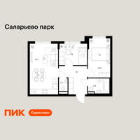 Планировка двухкомнатной(квартира) площадью 50.1 квадратных метров в “ЖК Саларьево парк”