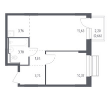 Планировка однокомнатной(квартира) площадью 39.78 квадратных метров в “ЖК Рублевский Квартал”