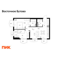 Планировка двухкомнатной(квартира) площадью 53.7 квадратных метров в “ЖК Восточное Бутово”