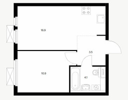 Планировка однокомнатной(квартира) площадью 35.4 квадратных метров в “ЖК Кузьминский лес”