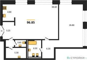 Планировка однокомнатной(квартира) площадью 96.85 квадратных метров в “Жилой дом Кло 17”