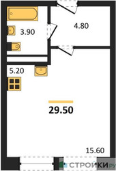 Планировка студии(квартира) площадью 29.9 квадратных метров в ЖК “ЖК Пушкино Град”