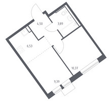 Планировка однокомнатной(квартира) площадью 34.68 квадратных метров в “ЖК Молжаниново”
