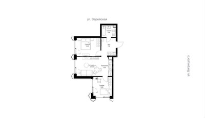 Планировка двухкомнатной(квартира) площадью 51.5 квадратных метров в ЖК “ЖК SET (Сет)”