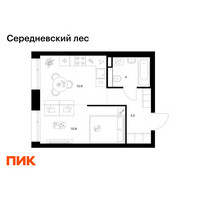 Планировка однокомнатной(квартира) площадью 31.2 квадратных метров в “ЖК Середневский лес”