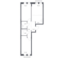 Планировка двухкомнатной(квартира) площадью 58.89 квадратных метров в “ЖК Рублевский Квартал”