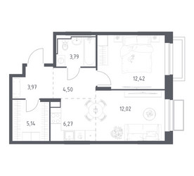 Планировка однокомнатной(квартира) площадью 48.11 квадратных метров в ЖК “ЖК Долина Яузы”